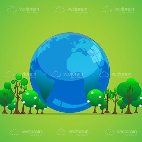 Blue Earth Globe in the Middle of Trees